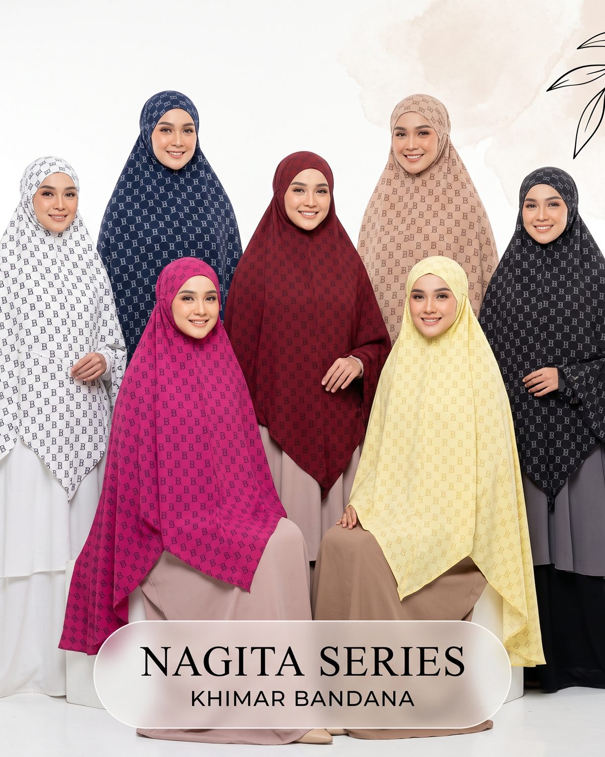 Hijab Khiban khimar Bandana Motif Nagita X Buttonscarves Voal Premium Semi Ori